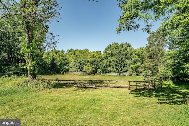 view of yard featuring a rural view