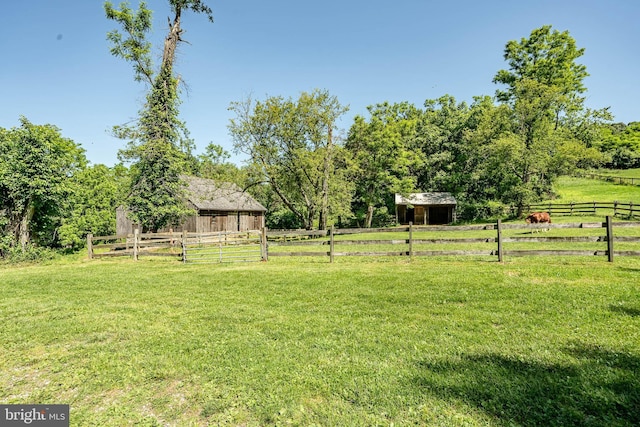 view of yard featuring a rural view