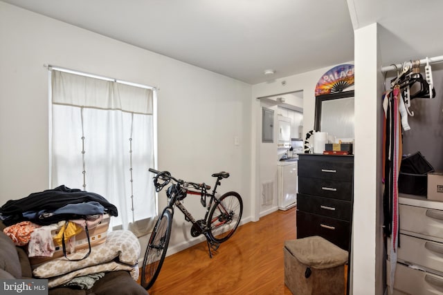 bedroom featuring light wood-type flooring