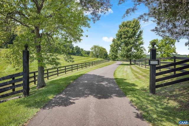 view of street featuring a rural view