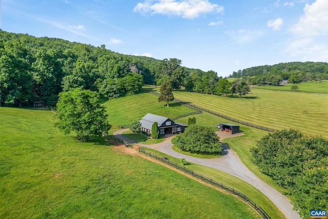 bird's eye view featuring a rural view