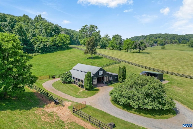 aerial view with a rural view