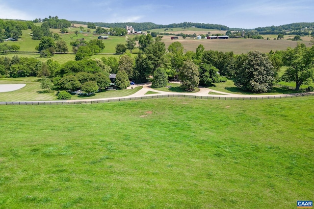 aerial view featuring a rural view