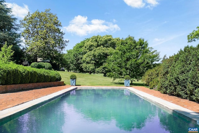 outdoor pool with a lawn