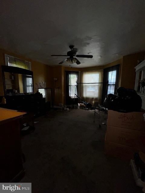 misc room with ceiling fan