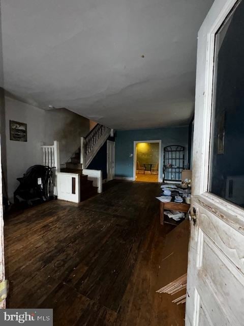 living room with hardwood / wood-style flooring