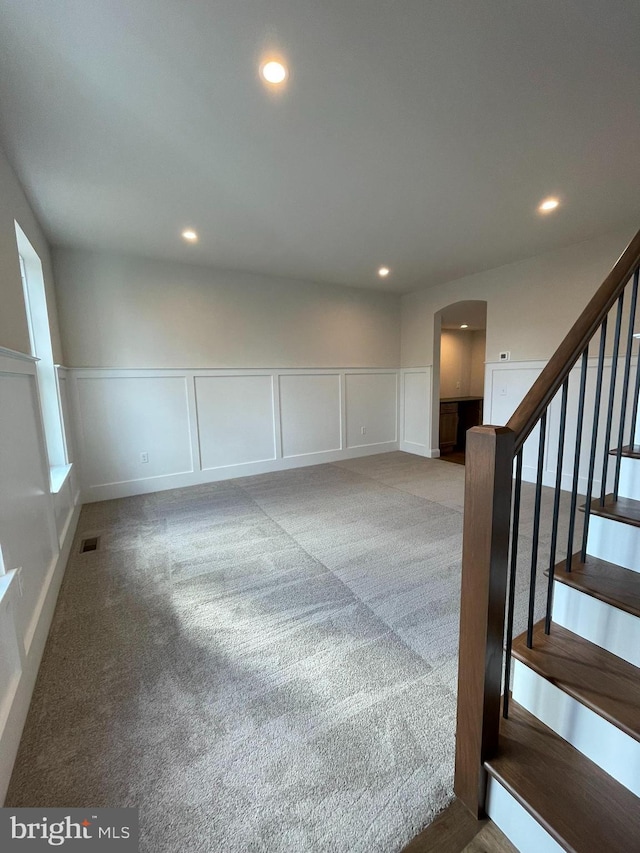 basement with carpet