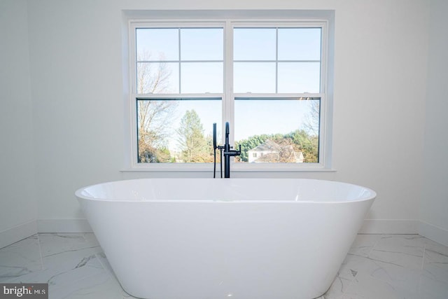 bathroom featuring a healthy amount of sunlight and a bathing tub