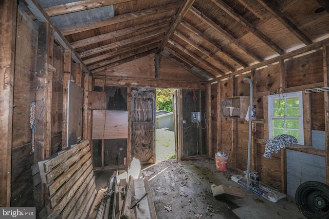 misc room with a healthy amount of sunlight and vaulted ceiling