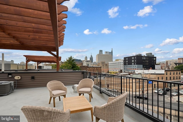 balcony featuring central AC