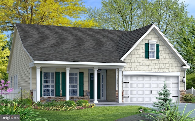 view of front of home featuring a garage and a front lawn