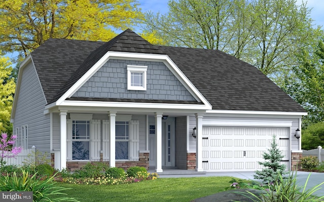 view of front of house with a front lawn and covered porch