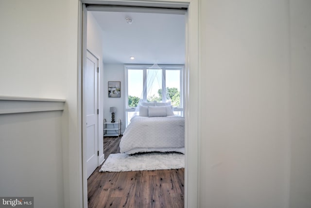 bedroom with hardwood / wood-style flooring