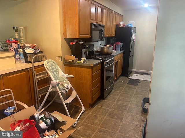 kitchen with black appliances