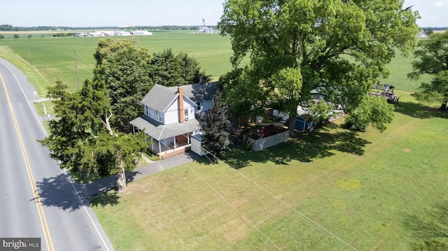 aerial view featuring a rural view