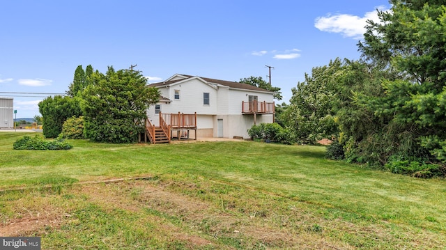 view of yard with a deck