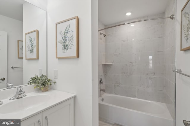16333 River View Ct, Bristol, PA 19007 - bathroom featuring vanity,  shower combination, and recessed lighting
