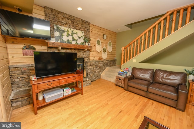 living room featuring light wood-type flooring