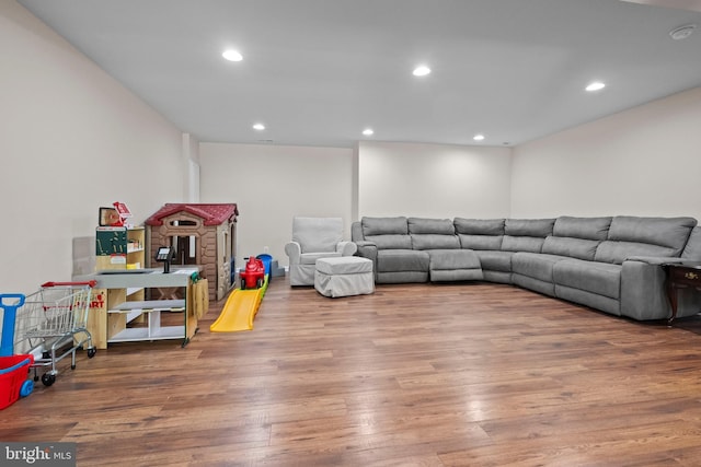 living room with hardwood / wood-style floors