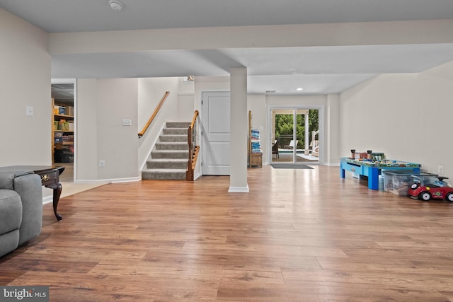 interior space with light hardwood / wood-style floors