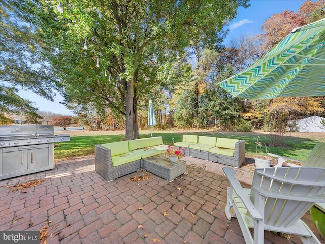 view of patio / terrace with an outdoor living space