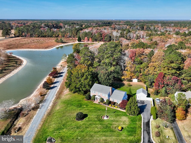 bird's eye view featuring a water view