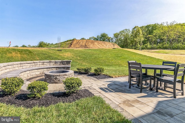 view of patio with a fire pit