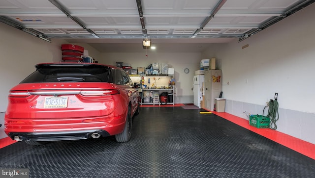 garage with a garage door opener