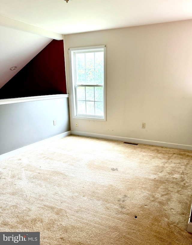 additional living space with carpet floors and vaulted ceiling