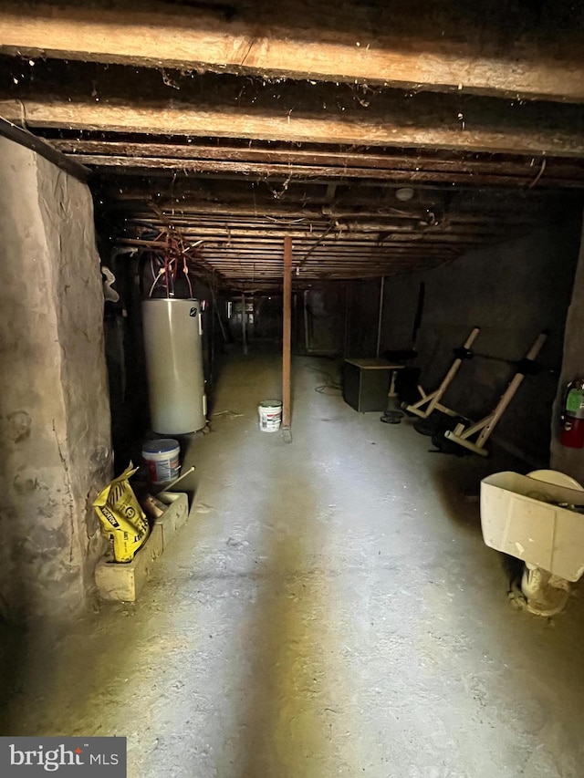 basement with gas water heater