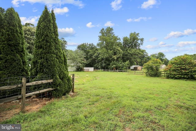 view of yard featuring a rural view