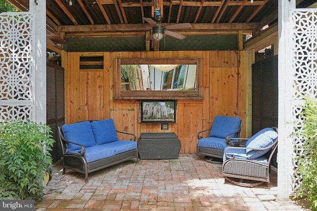 view of patio with ceiling fan