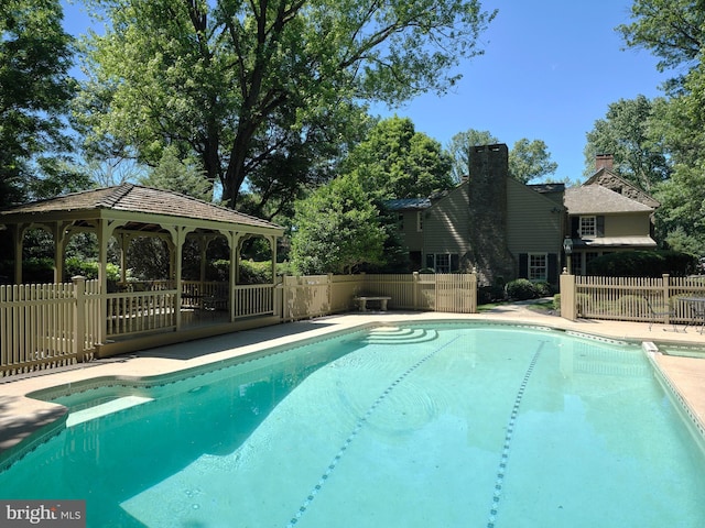 view of pool with a gazebo