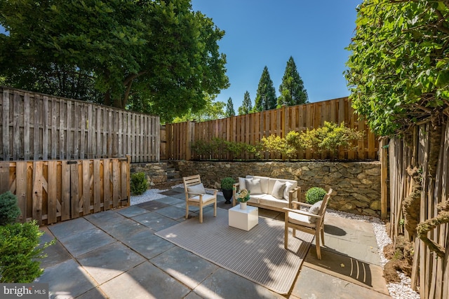 view of patio featuring an outdoor living space