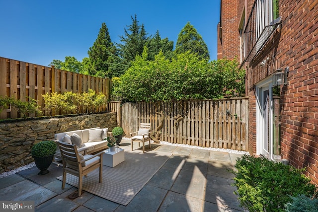 3604 Winfield Ln NW, Washington, DC 20007 - fenced backyard featuring an outdoor living space and a patio