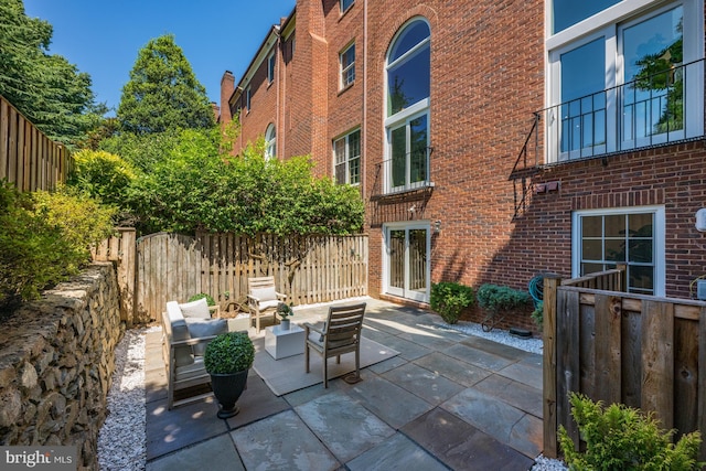 view of patio featuring an outdoor living space