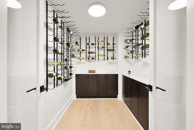 wine area featuring light hardwood / wood-style flooring