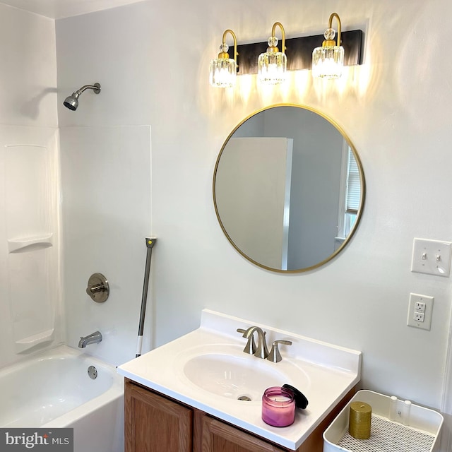 bathroom with shower / washtub combination and vanity