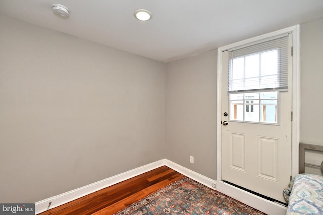 doorway to outside featuring wood-type flooring