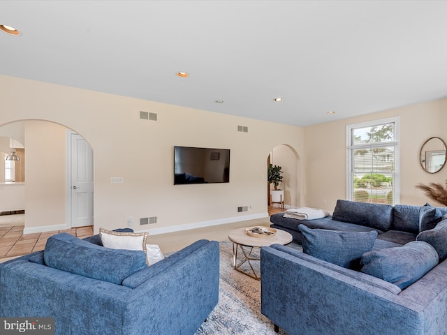 view of tiled living room