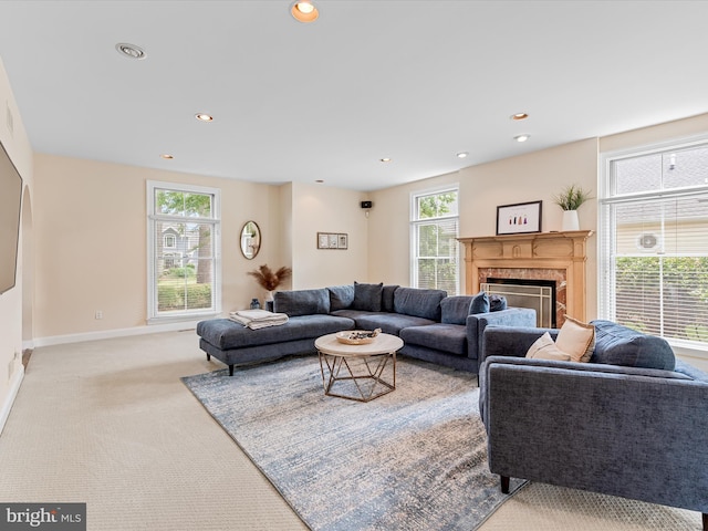 carpeted living room with plenty of natural light