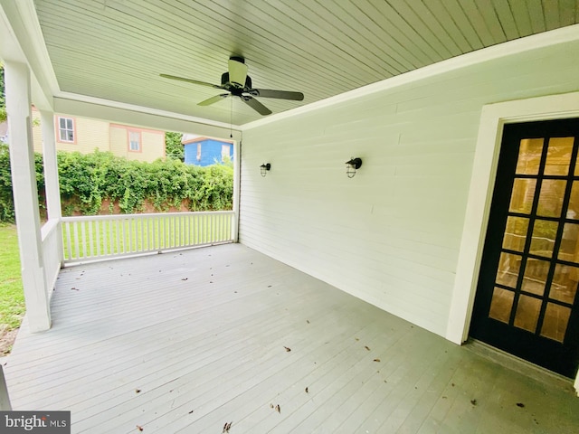 deck featuring ceiling fan