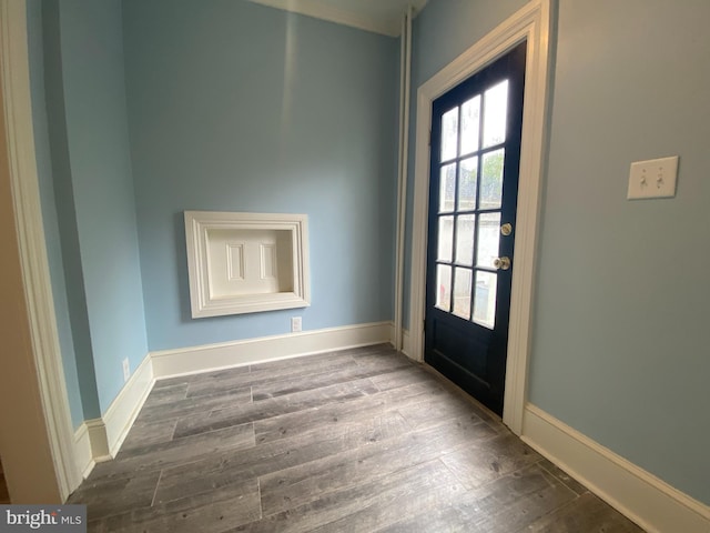 entryway with wood-type flooring