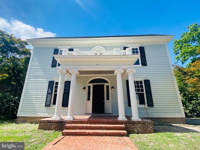 neoclassical home with covered porch