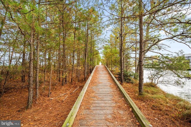 surrounding community featuring a water view