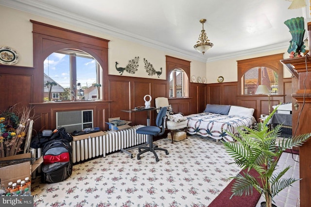 bedroom featuring crown molding