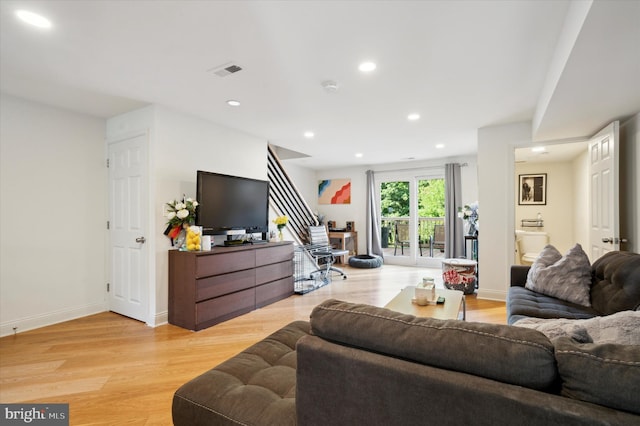 living room featuring light hardwood / wood-style floors