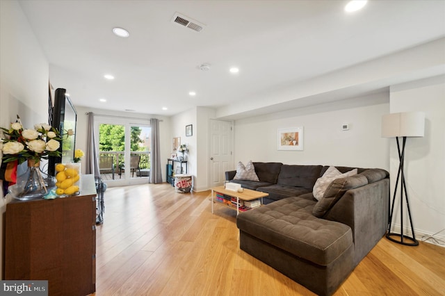 living room featuring light hardwood / wood-style floors