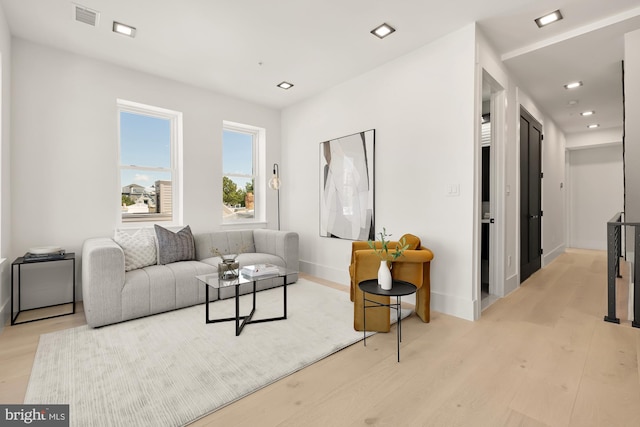 living room featuring light hardwood / wood-style flooring