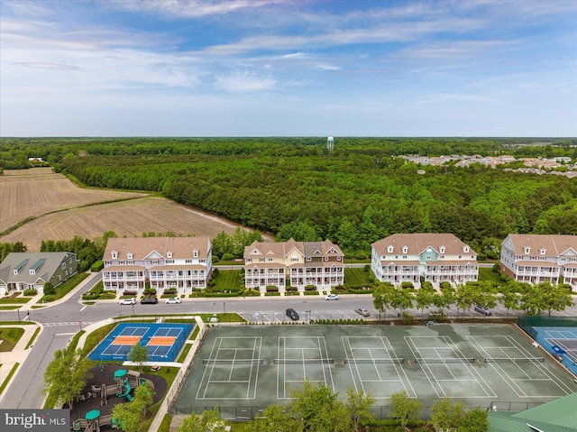 aerial view featuring a view of trees